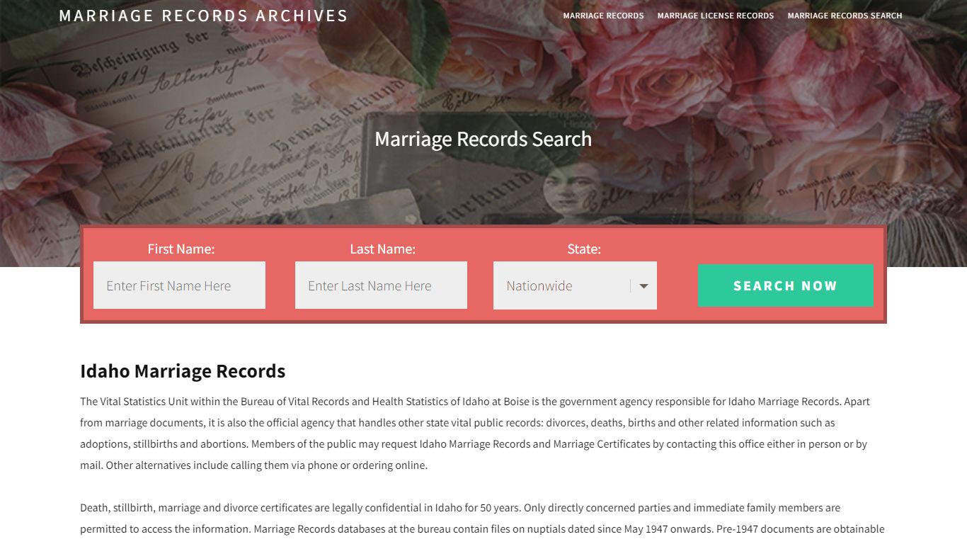 Idaho Marriage Records | Enter Name and Search | 14 Days Free